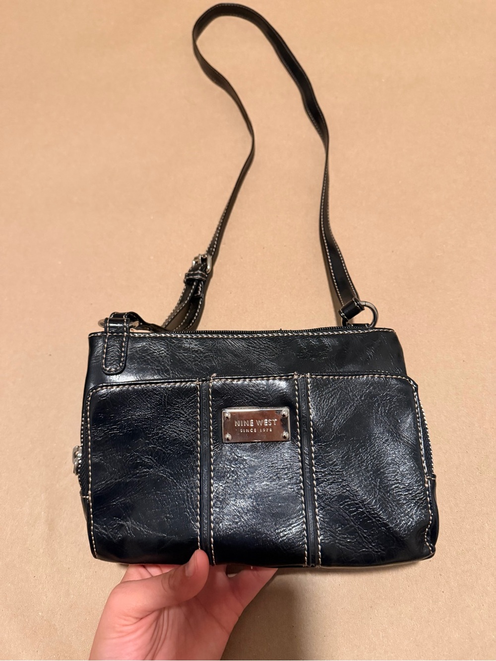 Nine West Black Leather Crossbody Bag